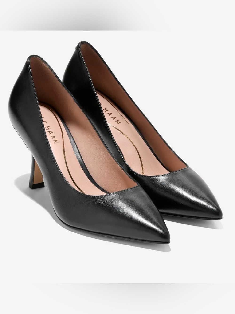 Cole Haan Black Leather Pointed Toe Heels
